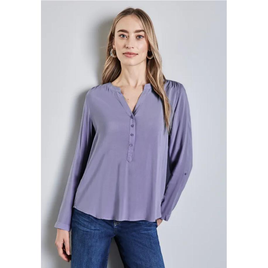 Street One Basic blouse in effen kleur Paars