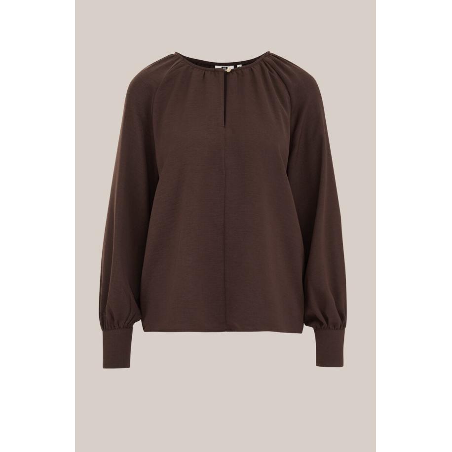 WE Fashion Dames blouse - Regular fit - Donkerbruin - Maat: S Bruin
