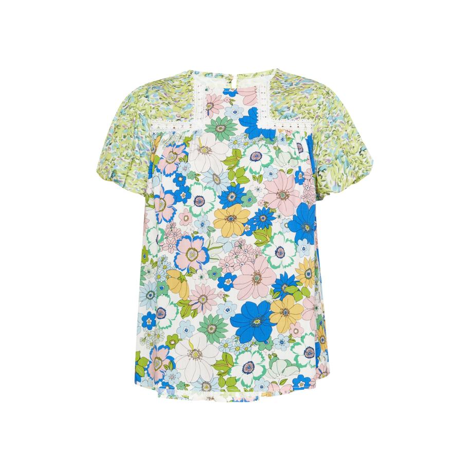 Gaya Gaya Blouse blauw / turquoise / geel / wit -