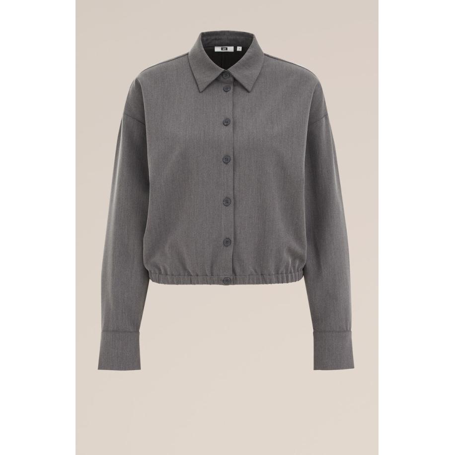 WE Fashion Dames cropped blouse - Cropped - Grijs - Maat: S Grijs