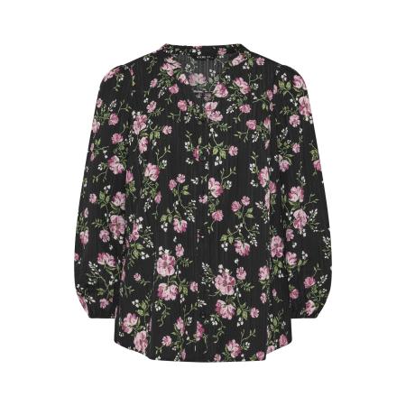 Yours Zwarte Blouse Met Bloemenprint En Inkeping Size 54-56