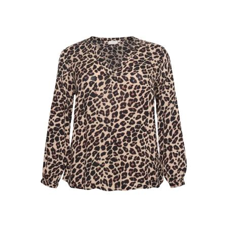 KAFFE CURVE Blouse Mirta taupe / brokaat / zwart