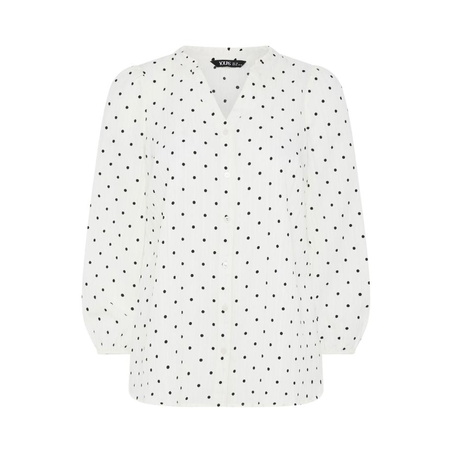 Yours Witte Blouse Met Stippen En Inkeping Size 66-68 Wit