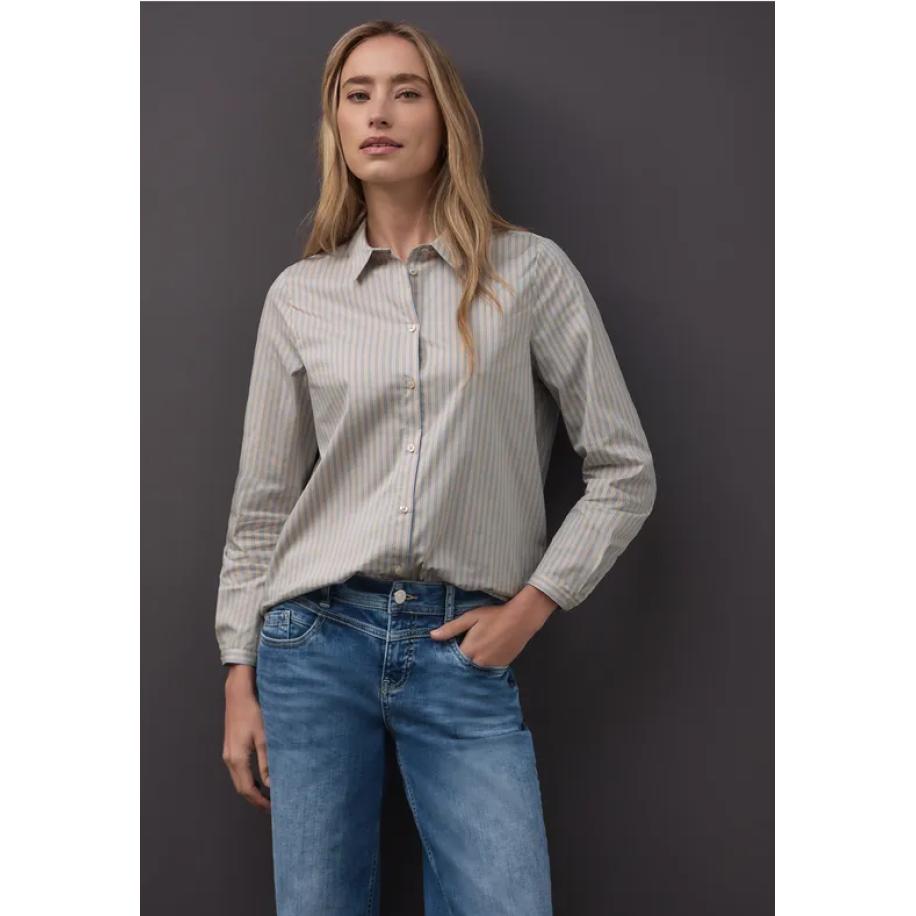 Street One Gestreepte zakelijke blouse Bruin