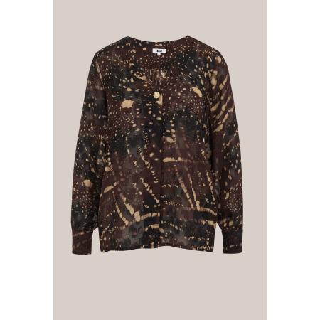 WE Fashion Dames blouse met structuur - Regular fit - Donkerbruin - Maat: XS