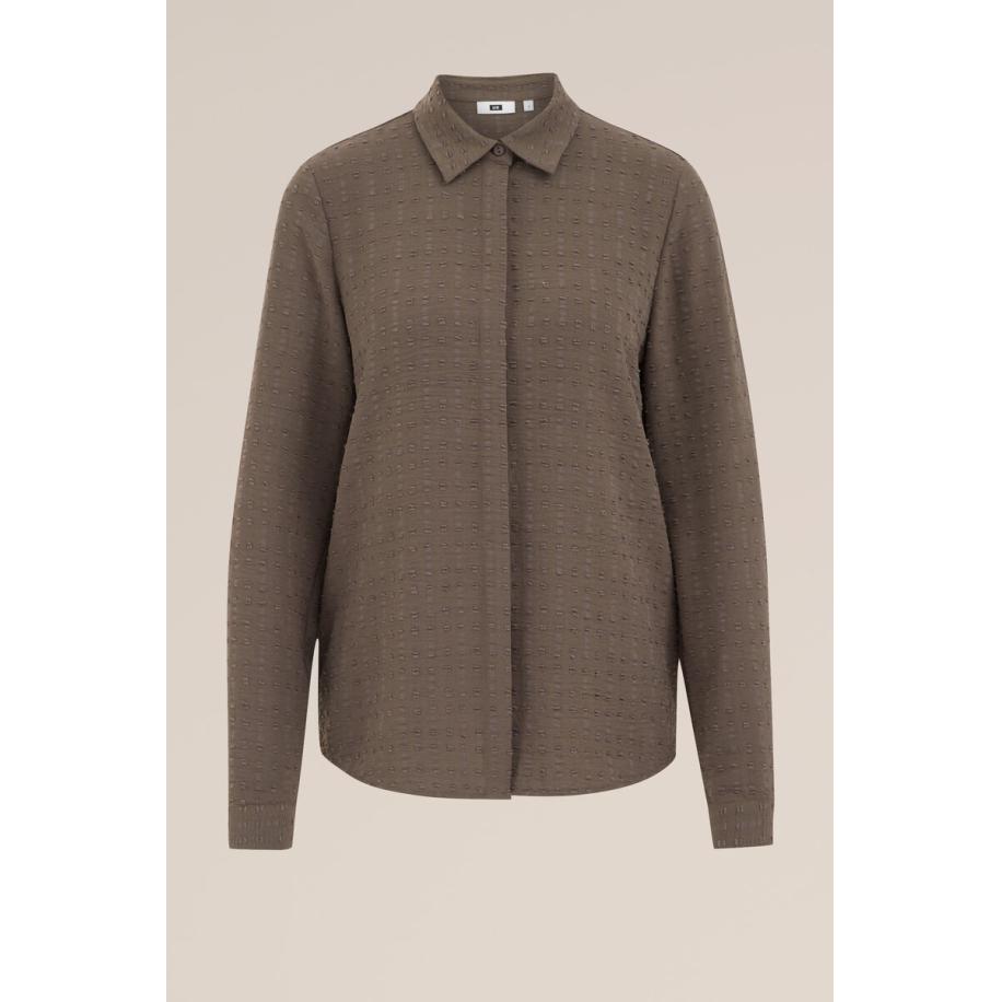 WE Fashion Dames blouse met structuur - Regular fit - Olijfgroen - Maat: XS Groen