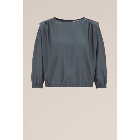 WE Fashion Dames blouse met schoudervullingen - Regular fit - Donkergrijs - Viscose - Maat: L