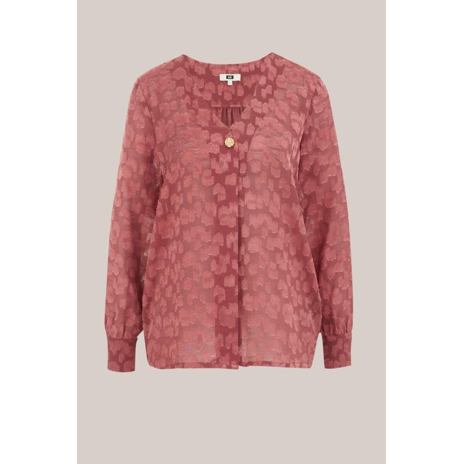 WE Fashion Dames blouse met structuur - Regular fit - Oudroze - Maat: XS Roze