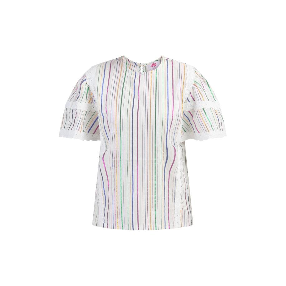 MYMO MYMO Blouse navy / honing / grasgroen / roodviolet / wit -