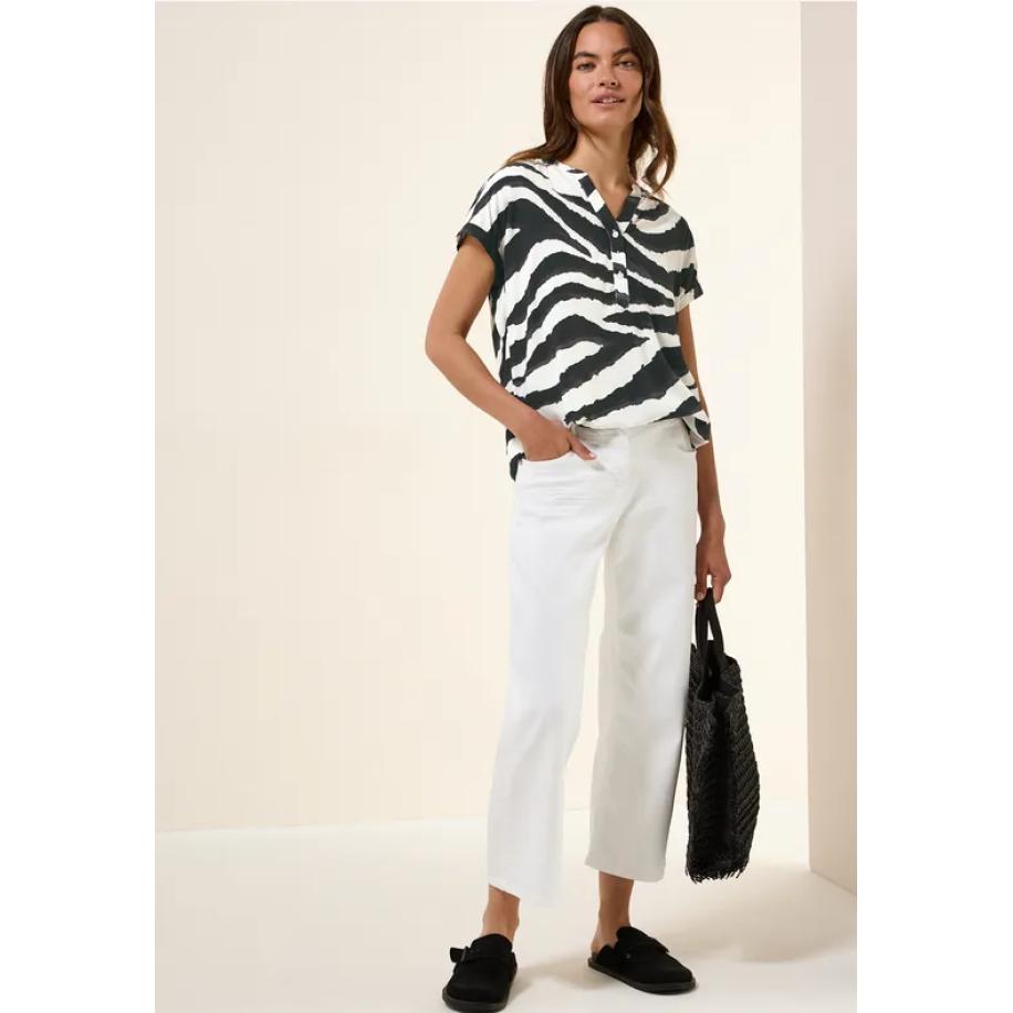 CECIL Blouse met gespleten hals en print Grijs