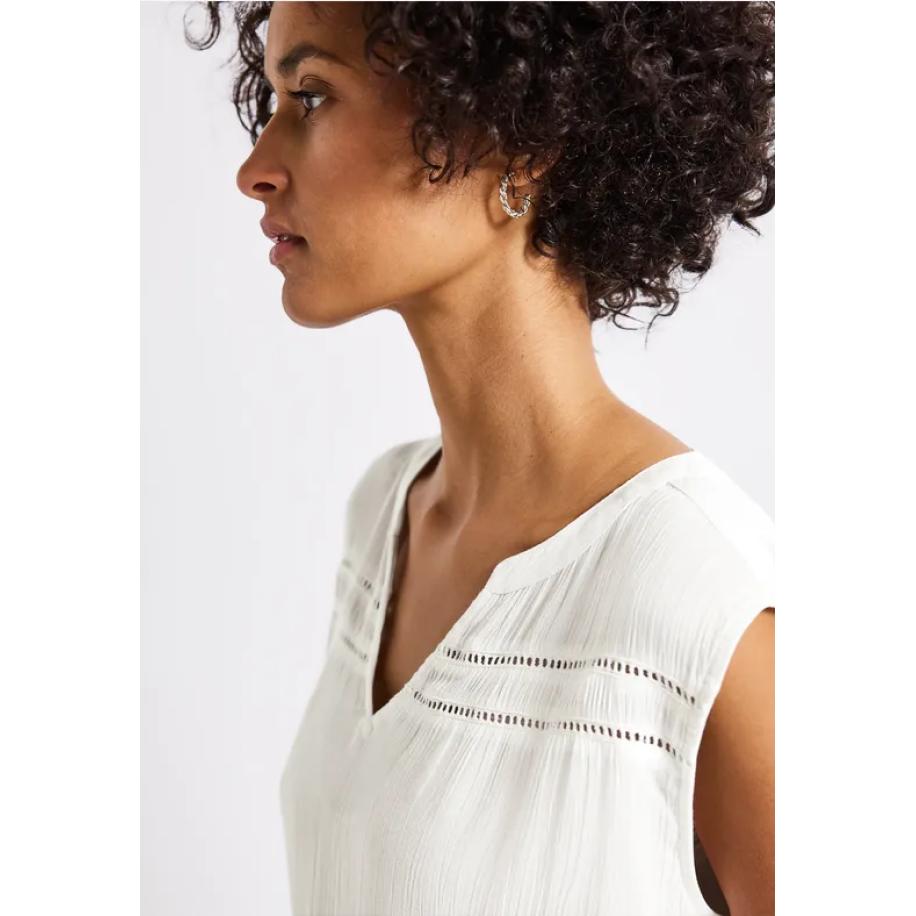 Street One Gekreukte bloes met band Wit