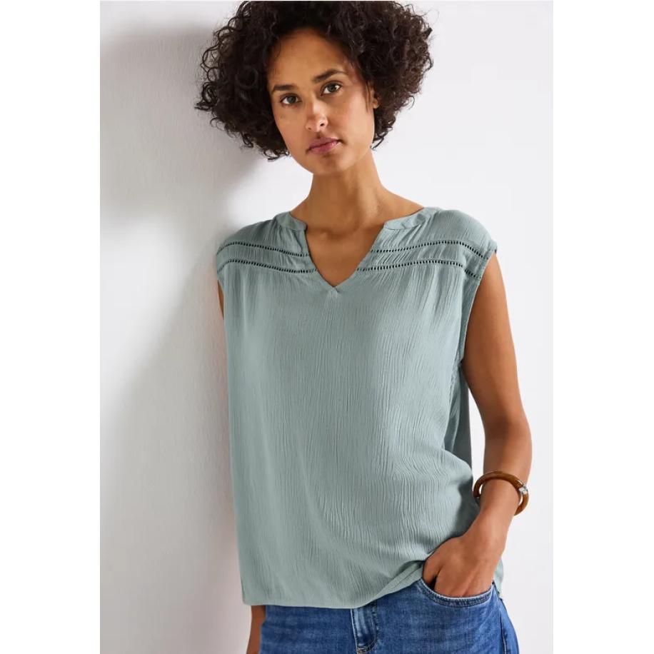 Street One Gekreukte bloes met band Blauw