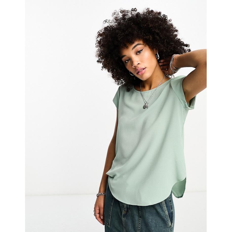 Only Blouse met rits op de rug in saliegroen Groen