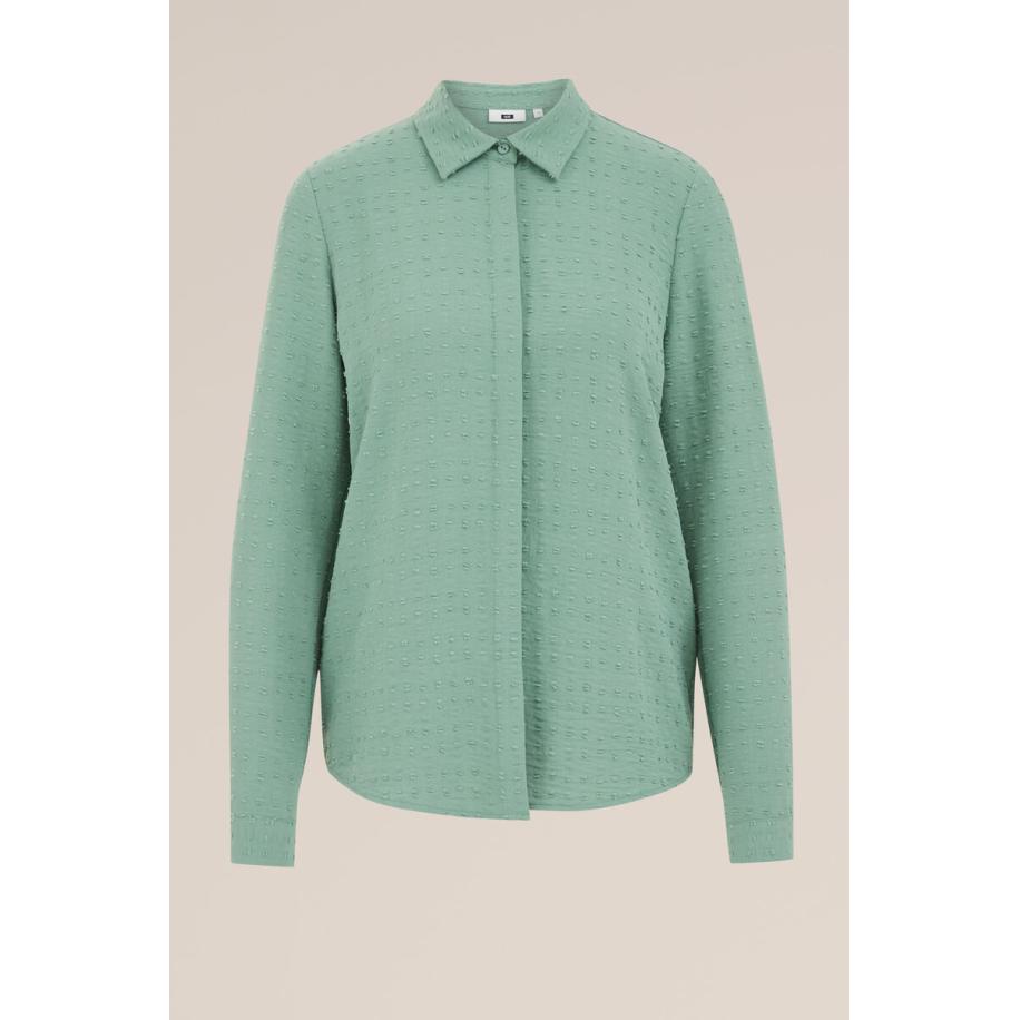 WE Fashion Dames blouse met structuur - Regular fit - Pastelgroen - Maat: XS Groen