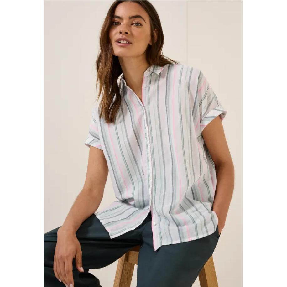 CECIL Gestreepte blouse met korte mouwen Wit