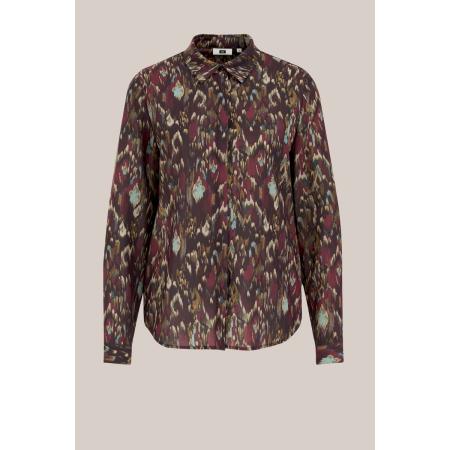 WE Fashion Dames blouse met fijne structuur - Regular fit - Donkerrood - Maat: XS