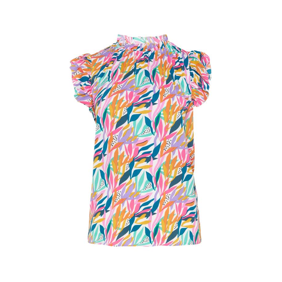 FELIPA FELIPA Blouse Fashion Look turquoise / oranje / rosa / wit -