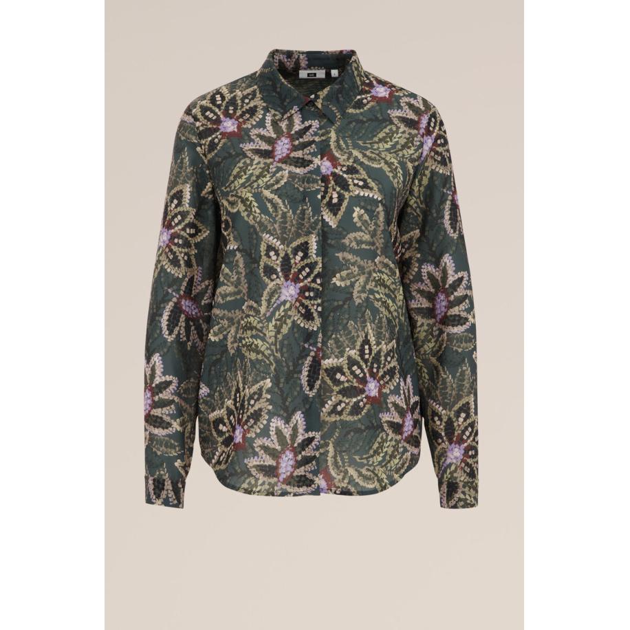 WE Fashion Dames blouse met fijne structuur - Regular fit - Mosgroen - Maat: XS Groen