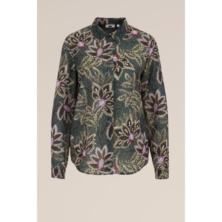 WE Fashion Dames blouse met fijne structuur - Regular fit - Mosgroen - Maat: XS