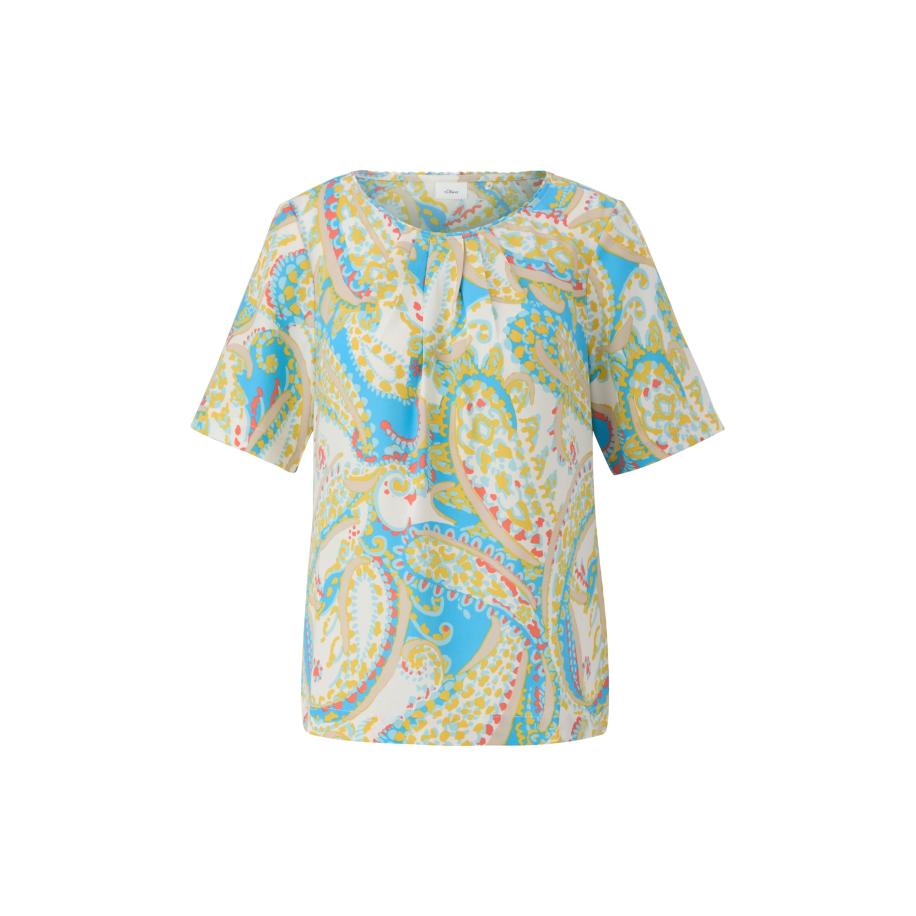 s.Oliver BLACK LABEL s.Oliver BLACK LABEL Blouse ecru / hemelsblauw / olijfgroen -