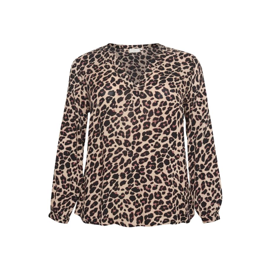 Kaffe KAFFE CURVE Blouse Mirta taupe / brokaat / zwart -