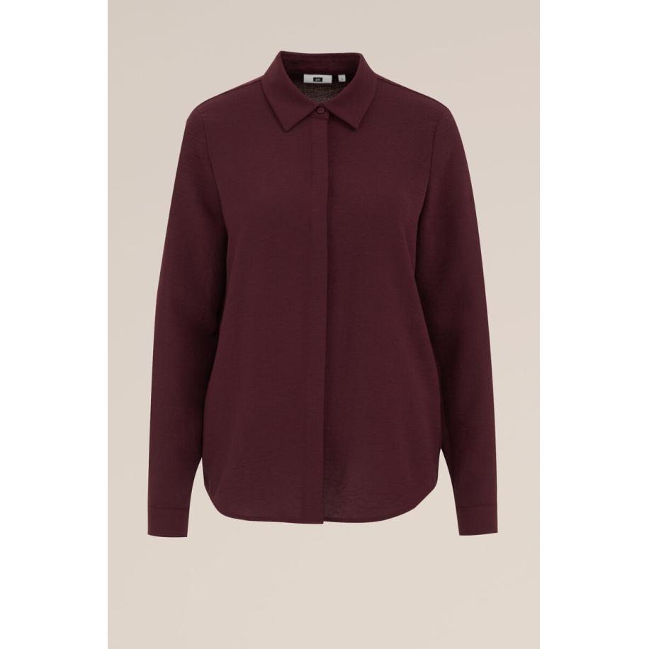 WE Fashion Dames blouse met fijne structuur - Regular fit - Aubergine - Maat: XS Paars