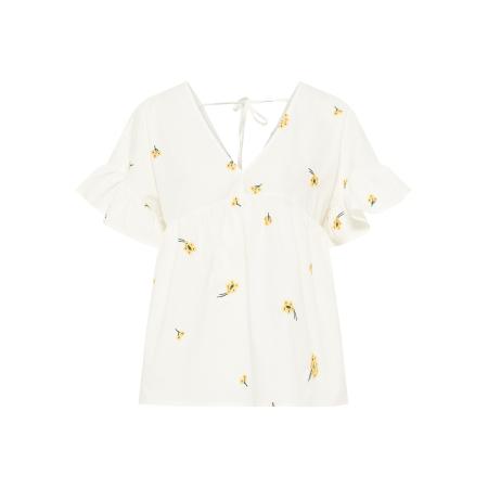 DreiMaster DreiMaster Vintage Blouse geel / donkergroen / natuurwit