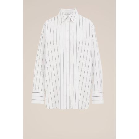 WE Studio dames blouse met streep - Regular fit - Wit - Biologisch katoen - Maat: S