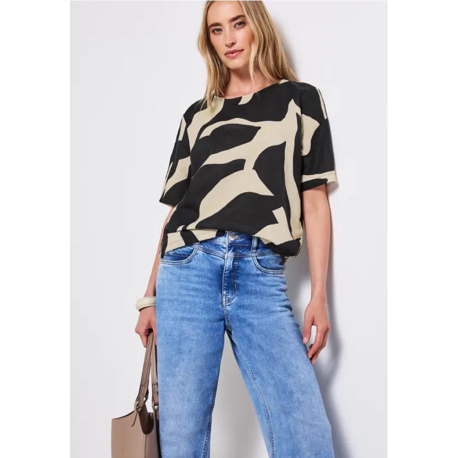 Street One Linnen mix blouse shirt Grijs