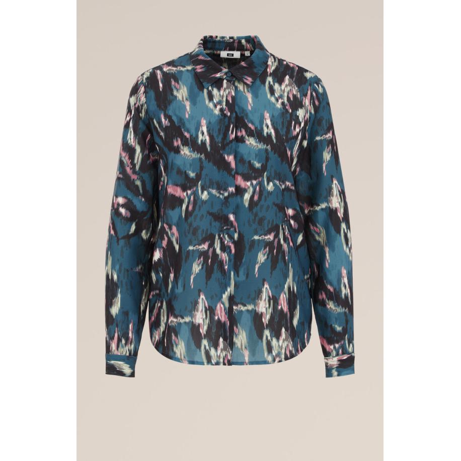 WE Fashion Dames blouse met fijne structuur - Regular fit - Turkoois - Maat: XS Blauw
