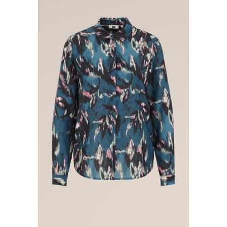 WE Fashion Dames blouse met fijne structuur - Regular fit - Turkoois - Maat: XS