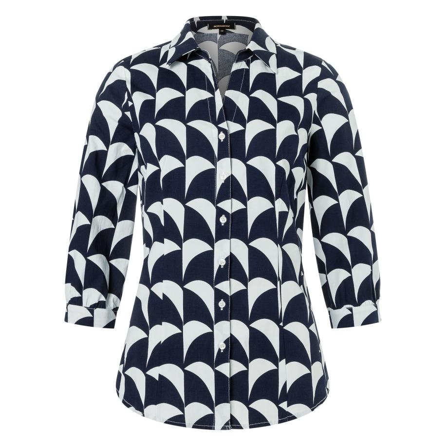 More & More MORE & MORE Blouse donkerblauw / offwhite -