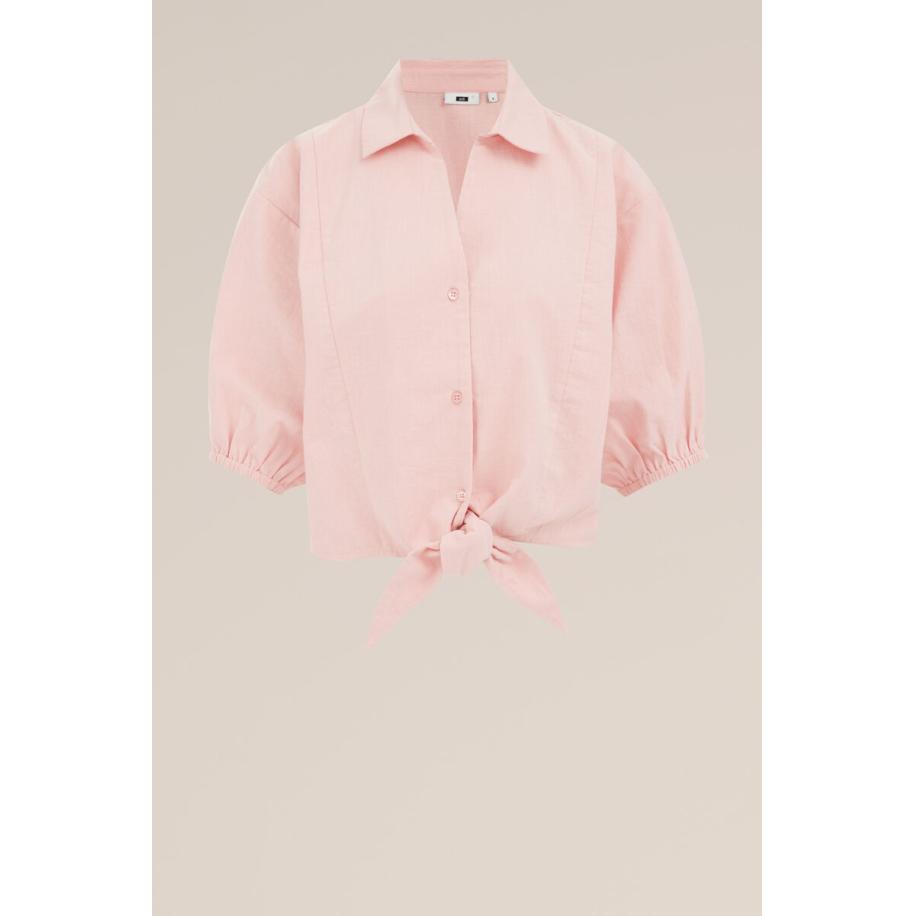 WE Fashion Dames blouse van katoen - Regular fit - Lichtroze - Katoen - Maat: L Roze