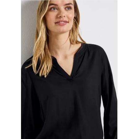 Street One Blouse met gespleten hals en tape