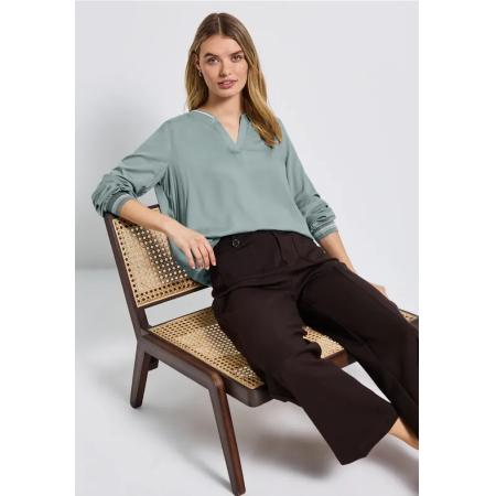 Street One Blouse met gespleten hals en tape