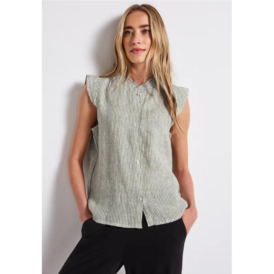 Street One Mouwloze linnen blouse Groen