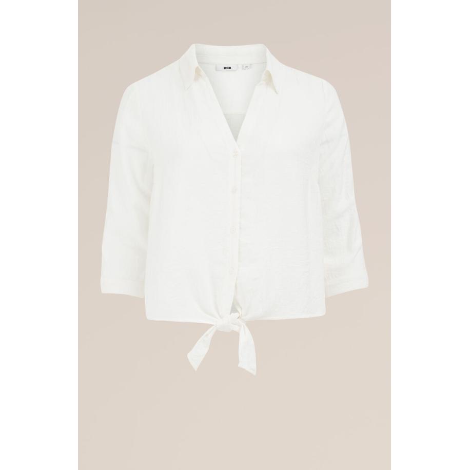 WE Fashion Dames blouse met knoopdetail - Curve - Regular fit - Wit - Viscose - Plus Size Maat: 48 Wit