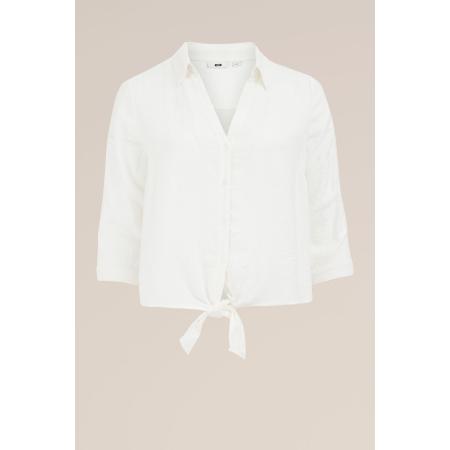 WE Fashion Dames blouse met knoopdetail - Curve - Regular fit - Wit - Viscose - Plus Size Maat: 48