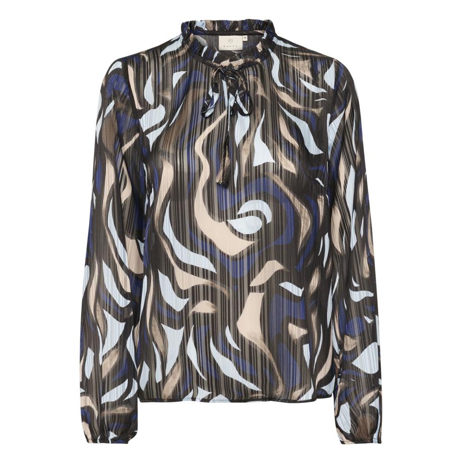 Kaffe Blouse Margo beige / blauw / antraciet / wit Grijs
