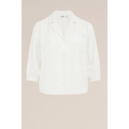 WE Fashion Dames blouse met embroideries - Curve - Regular fit - Wit - Katoen - Plus Size Maat: 48