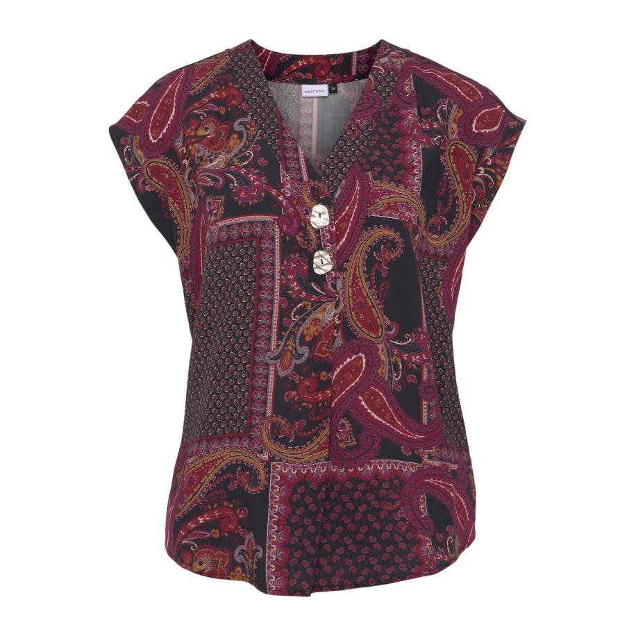 Lascana LASCANA Blouse mandarijn / bordeaux / donkerrood / zwart -