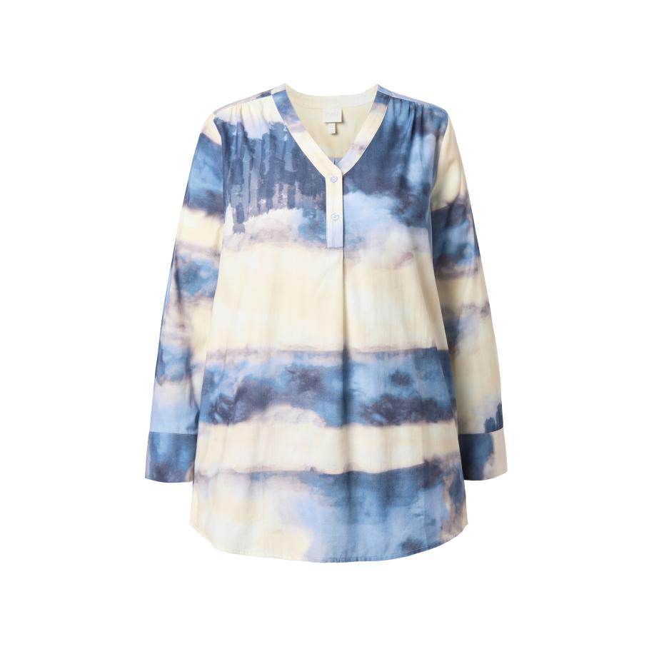 Ulla Popken Ulla Popken Tuniek ecru / navy / lichtblauw -