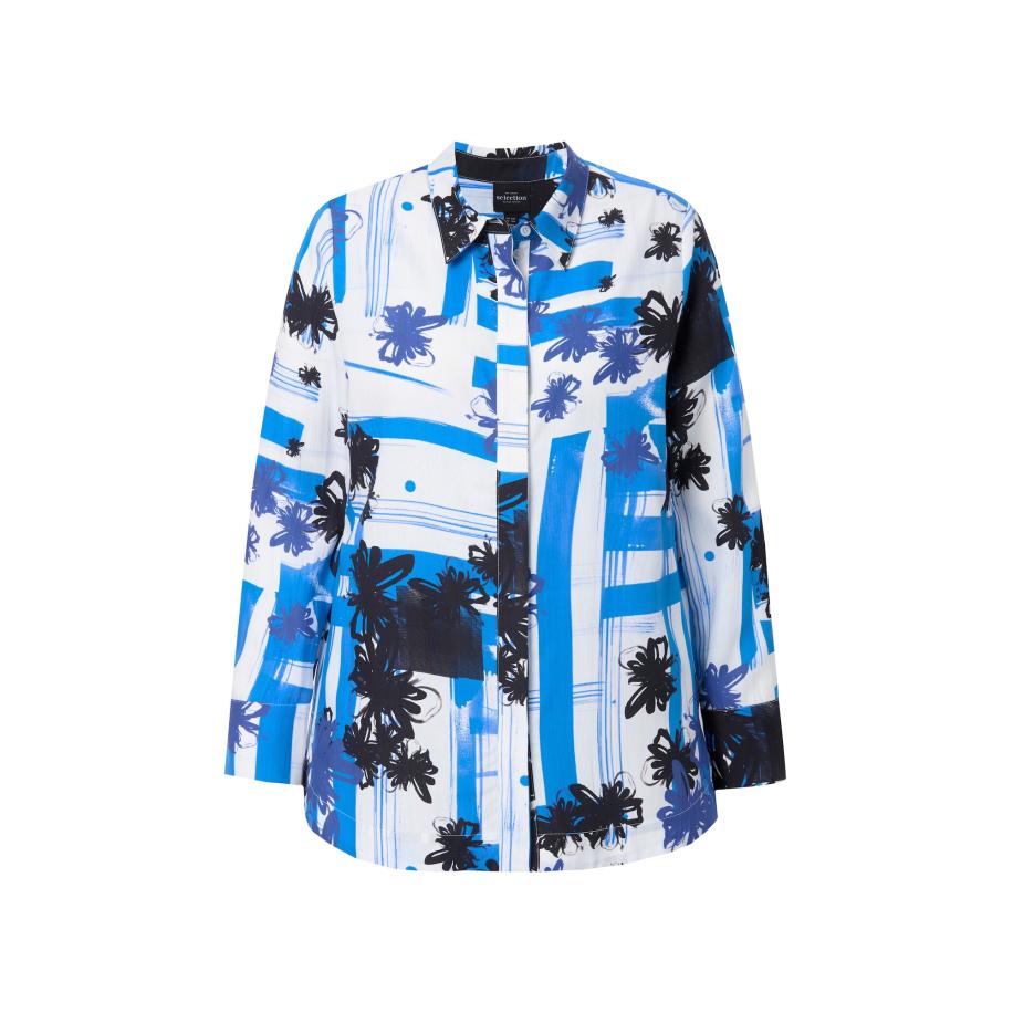 Ulla Popken Ulla Popken Blouse blauw / zwart / wit -