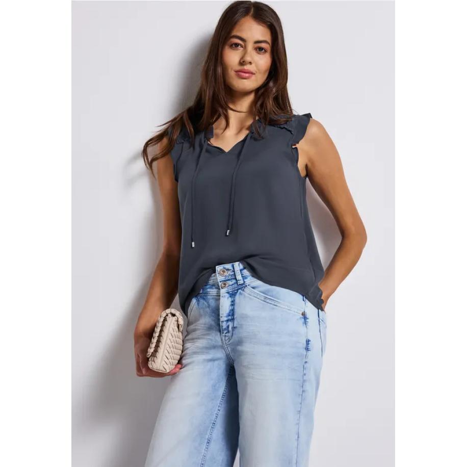 Street One Blousetop met ruches Blauw