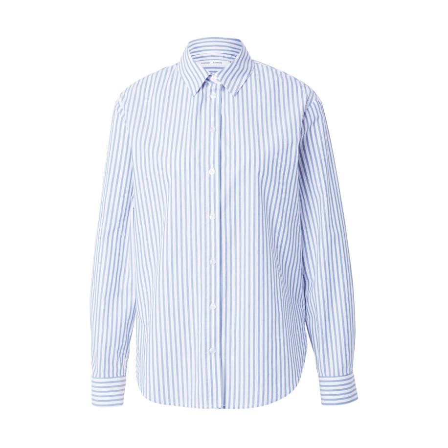 Samsøe & Samsøe Samsøe Samsøe Blouse Adisoni lichtblauw / wit -