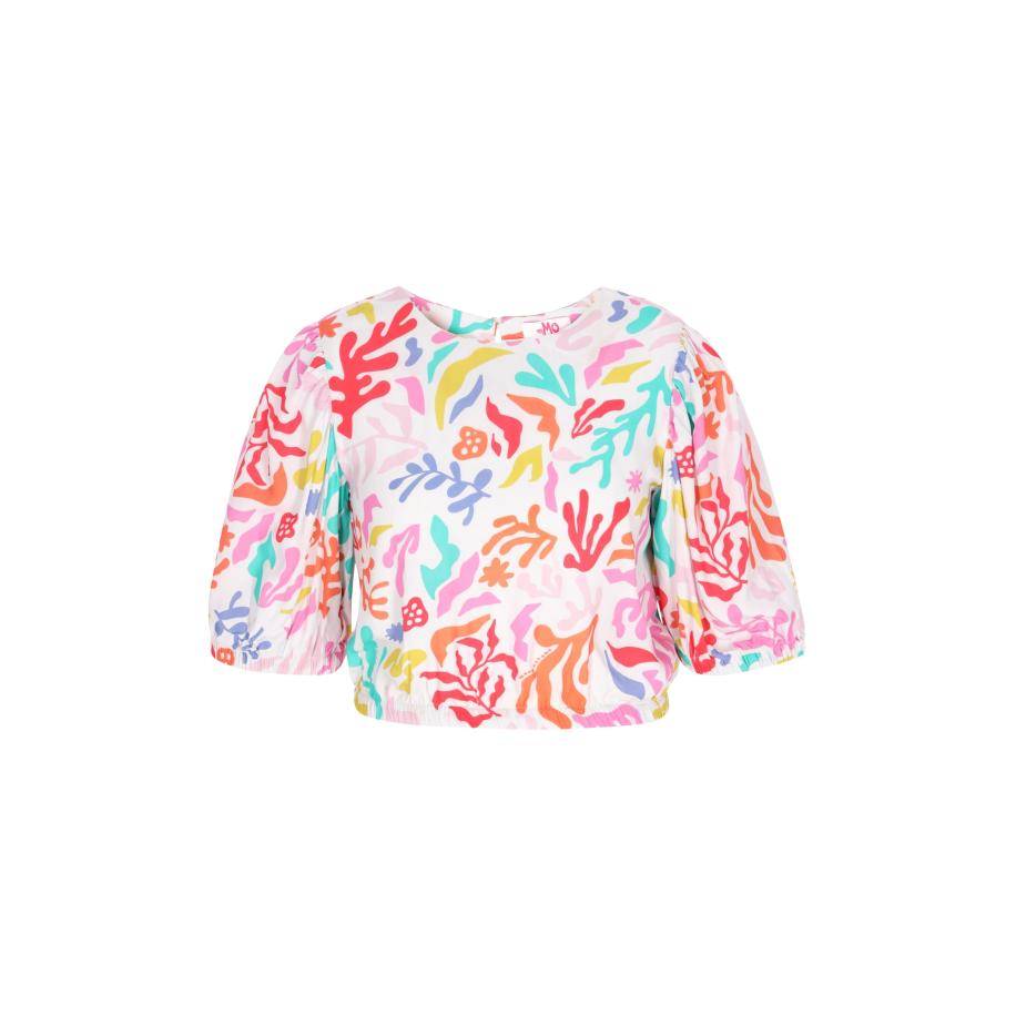 MYMO MYMO Blouse oranje / rosa / rood / wit -