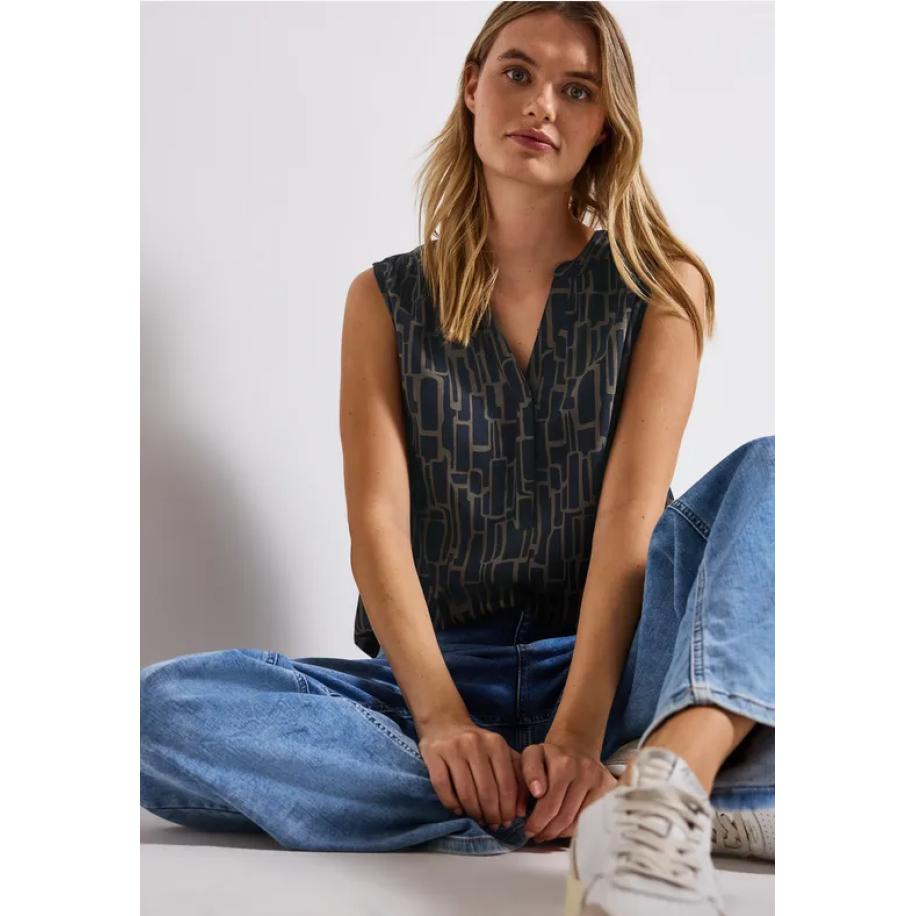 Street One Gedessineerde blouse top Blauw