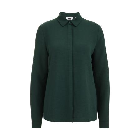 WE Fashion Dames blouse met fijne structuur - Regular fit - Donkergroen - Maat: XS