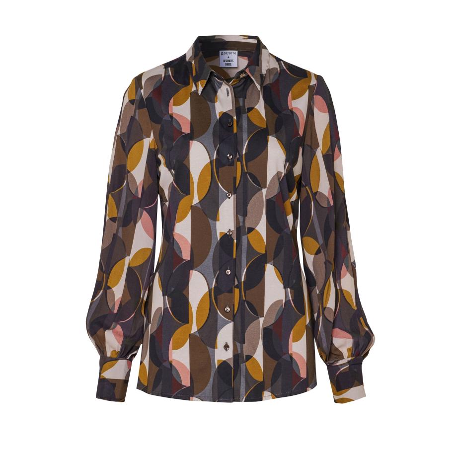 Desoto DESOTO Blouse Pia donkerbruin / gemengde kleuren -