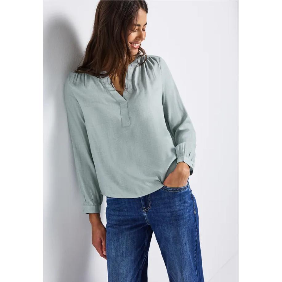 Street One Gemêleerde tuniek met gespleten hals Blauw